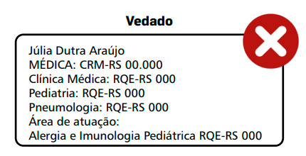 Exemplo vedado de carimbo de médico com múltiplas especialidades