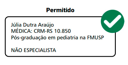 Exemplo permitido de carimbo de médico com pós graduação não reconhecida como especialidade